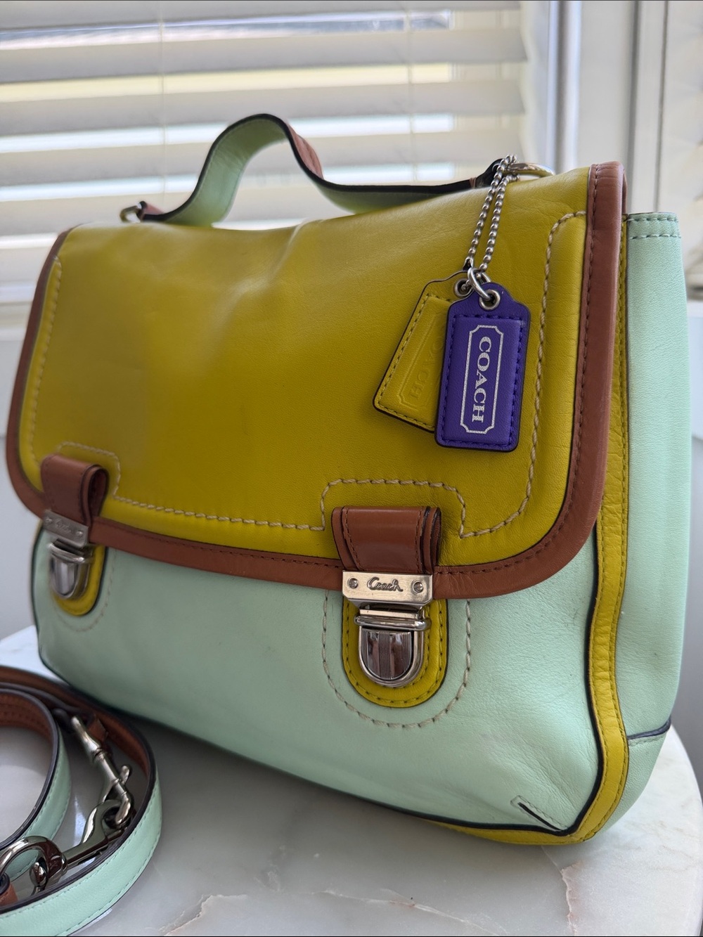 Coach Poppy Y2K Leather Colorblock Dylan Flap Satchel [limited edition] - Picture 2 of 14